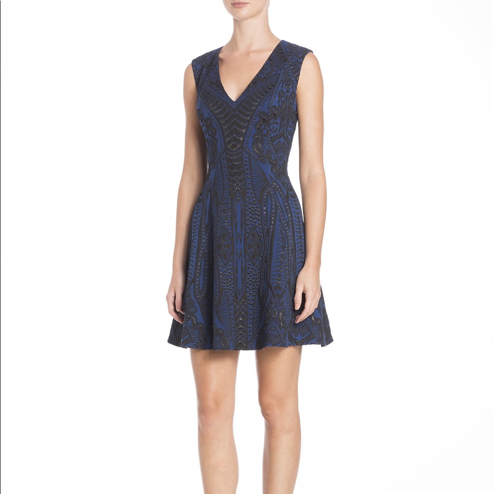 Women's Black Hannelli Metallic Jacquard Dress